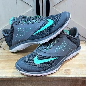 Nike Womens FS Lite Run 2 Gray and Teal Athletic Shoes